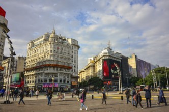 Pedestrians and tourists in the busy centre of Buenos Aires, Argentina, South America