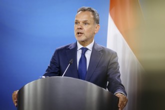 Caspar Veldkamp, Foreign Minister of the Netherlands, at a press conference at the Federal Foreign