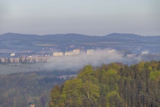 Sunrise in Saxon Switzerland, Rathen, Saxony, Germany, Europe