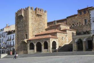 Torre de Bujaco tower in Plaza Mayor, Caceres, Extremadura, Spain, Europe