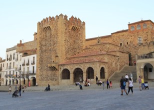 Torre de Bujaco tower in Plaza Mayor, Caceres, Extremadura, Spain, Europe