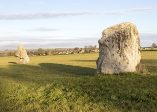 Adam and Eve standing stones, Longstone Cove, Beckhampton Avenue, Avebury, Wiltshire, England, UK