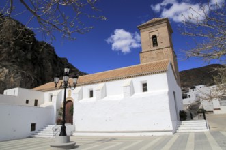 Parish church in Huebro village, Sierra Alhamilla mountains, Nijar, Almeria, Spain, Europe