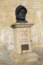 Bust sculpture Amazonian explorer Francisco de Orellana, 1511-1546, Trujillo, Caceres province,