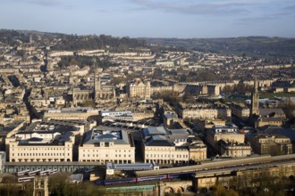 View over the city centre from Beechen Cliff, Bath, Somerset, England, United Kingdom, Europe