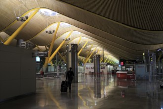 Modern architecture ceiling interior of terminal 4 building, Adolfo Suárez Madrid–Barajas airport,