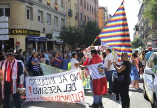 Political rally march on Columbus Day, Fiesta Nacional de España, October 12 2017, Madrid, Spain,