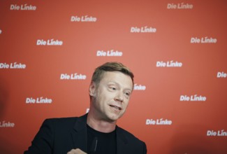 Martin Schirdewan, Chairman of the Left Party, recorded at a press conference in Berlin, 19 August