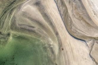 Aerial view beach Ersfjordstranden, fjord Ersfjord, northern Norway, Norway, Europe