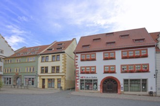 Houses on the main market square, Gotha, Thuringia, Germany, Europe