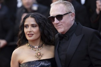 Cannes, France, 18.5.2024: Salma Hayek and Francois-Henri Pinault at the premiere of Emilia Perez