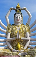 Portrait, eighteen-armed Guanyin statue, Buddhist temple Wat Plai Laem, Koh Samui, Thailand, Asia