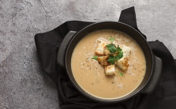 Cream soup, mashed soup, beige, mushroom, onion, cauliflower, vegetarian soup