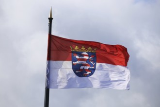 Flag of Hesse in the state capital Wiesbaden