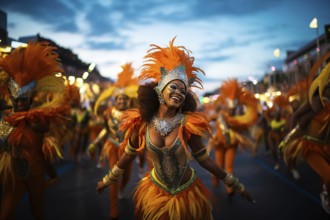 Captivating image capturing the essence of the Rio Carnival, showcasing a dancer adorned in an