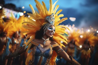 Captivating image capturing the essence of the Rio Carnival, showcasing a dancer adorned in an