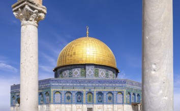 Jerusalem, Islamic shrine Dome of Rock located in the Old City on Temple Mount near Western Wall