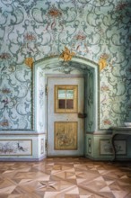 Ornamentally decorated wall and artistically painted door in the former secretary's office, Salem