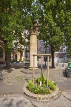 Advertising pillar in the historic city centre of Düsseldorf, state capital, independent city,