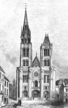 Basilique Cathédrale Saint-Denis, Gothic basilica Saint-Denis, France, historical illustration