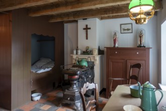 Interior of fisherman's house in the NAVIGO Visserijmuseum, fishery museum at Oostduinkerke,