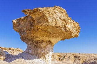 Mushroom-shaped rock formations in the Huqf stone desert, Arabian Peninsula, Sultanate of Oman