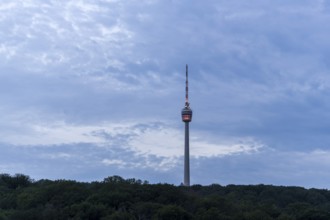 Stuttgart TV tower lights up in the national colours of black, red and gold for the 2024 European