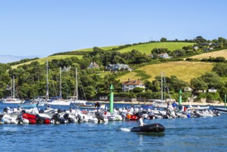 Boats and Yachts on Kingsbridge Estuary in Salcombe and Mill Bay, Batson Creek, Southpool Creek,