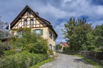 Half-timbered house in the historic upper town of Aach im Hegau, district of Constance,