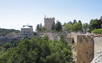 La Muralla or city wall of Segovia, behind the Alcázar, province of Segovia, Castile and Leon,