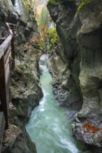 The river Lammer in the gorge Lammerklamm (Lammeröfen) . A path leads through the gorge on the left