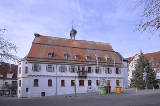 Town hall with spire, Langenau, Alb-Donau district, Swabian Alb, Baden-Württemberg, Germany, Europe