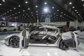 Detroit, Michigan USA - 10 January 2025 - Chrysler's Halcyon concept electric car on display at the