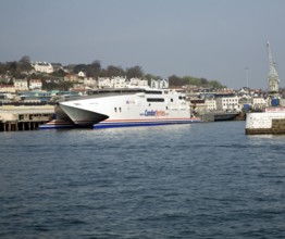 Condor Ferries fast ferry boat, St Peter Port, Guernsey, Channel Islands, UK, Europe