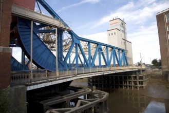 Drypool bridge and industrial buildings by River Hull, Hull, Yorkshire, England, United Kingdom,