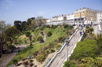 Seafront cliff gardens and steps, Southend, Essex, England, UK