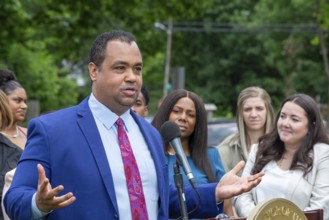 Detroit, Michigan, Detroit City Council member Coleman A Young II speaks at an event announcing the