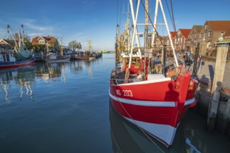 The harbour of Neuharlingersiel, East Frisia, Lower Saxony, fishing boats, fishing cutter,