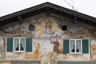 House gable with Lüftlmalerei, Garmisch, Garmisch-Partenkirchen, Upper Bavaria, Bavaria, Germany,