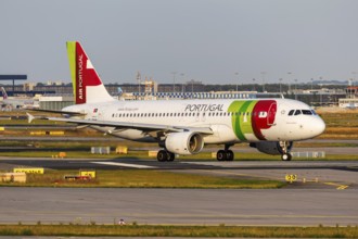 An Airbus A320 aircraft of TAP Air Portugal with the registration CS-TNM at the airport in