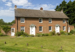 Two semi-detached houses in village of Shottisham, Suffolk, England, UK