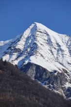 Freshly snow-covered Pizzo Vogorno in the canton of Ticino, Switzerland, Europe