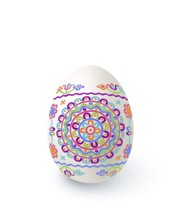 Floral motif painted Easter egg over white background, vector illustration