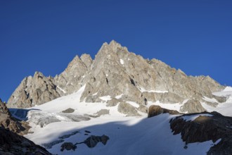 Summit of the Aiguille du Tour and Glacier du Tour in the evening light, glacier and mountain