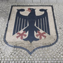 Federal Eagle mosaic, Magdeburg, Saxony Anhalt, Germany, Europe