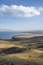 Mountain landscape with Lake Song Kul, Naryn region, Kyrgyzstan, Asia