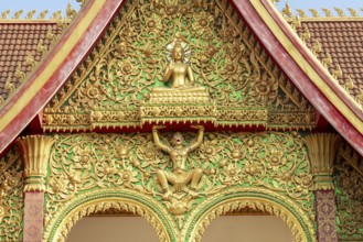 Pediment with Buddha, Wat Si Saket, Vientiane, Vientiane Province, Laos, Asia