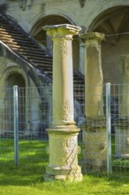 Columns, Lusthausruine Stuttgart in the middle palace garden, palace park, staircase of the former