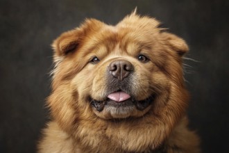 Portrait of Chow Chow dog in front of studio background. Generative AI, AI generated