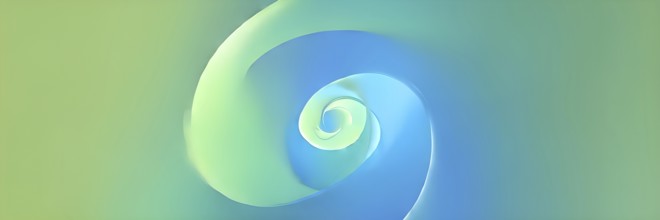 Spiral shape that slowly expands, rotates, and shifts colors in a soft gradient, invoking a